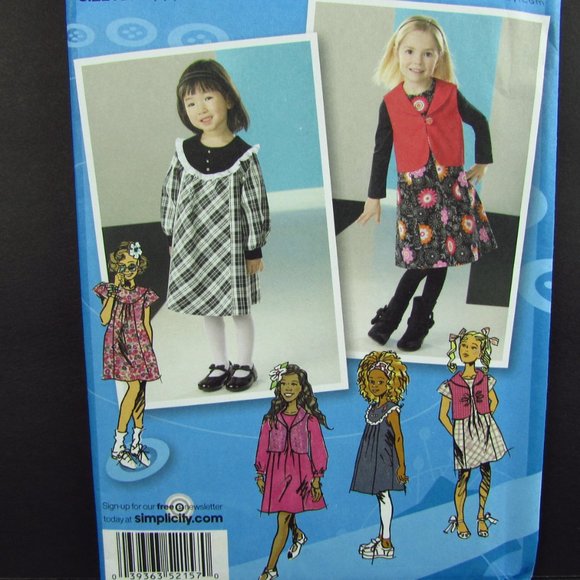 Toddler Dress Jumper Size AA 1/2 1 2 3 Simplicity 2157 Project Runway Pattern - Picture 3 of 6